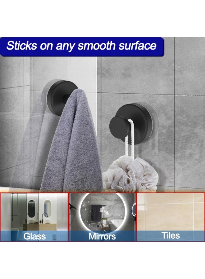 هومستر 2 قطعة من مشابك كوب الشفط، مشابك لمناشف الفولاذ المقاوم للصدأ غير اللاصق ولا تحتاج إلى حفر، مشابك للمغسلة في الحمام للاستخدام على الأبواب الزجاجية والجدران والنوافذ، مشابك تعليق لفائف المناشف وبدلات الاستحمام، أسود، 6 سم - Image 3